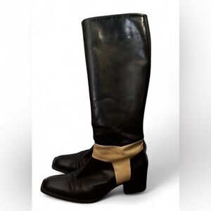 Vintage Monica by Magli Black and Cream Leather Size 6